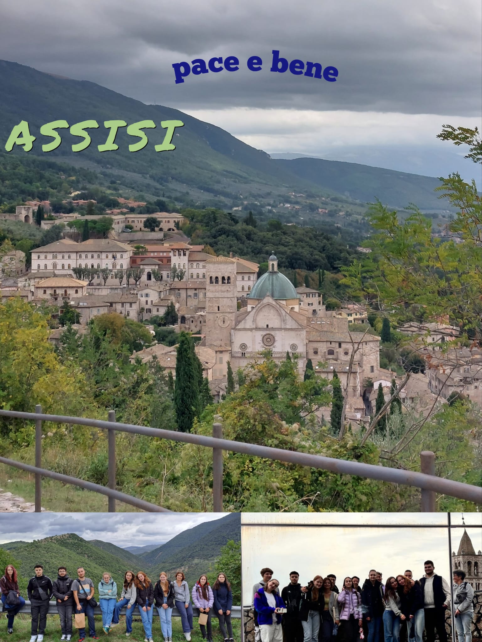 Kathedrale von Assisi und Gruppenbilder der Schüler